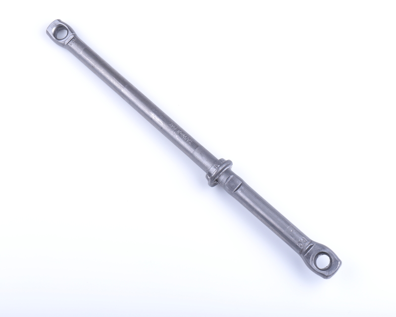 Metal rod with an integral collar and flattened eye ends with mounting holes
